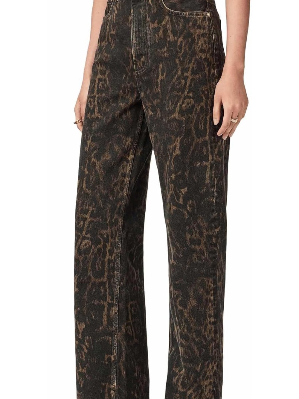 NWOT ALL SAINTS NEVER WORN Leopard Print Wide-Leg Women’s Jeans - Brown/Black